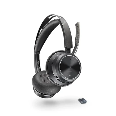 Image of Poly Voyager Focus 2 UC Wireless Headset with Microphone (Plantronics) Active Noise Canceling (ANC) Connect PC/Mac/Mobile via Bluetooth Works w/Teams, Zoom, and More