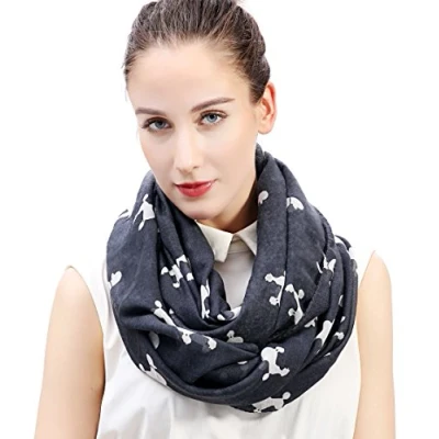 Image of Lina &amp; Lily Poodle Dog Print Lightweight Snood Scarf (Dark Grey)