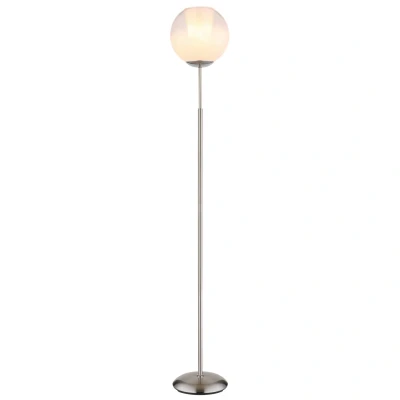Image of Barry Glass Floor Lamp Nickel Matt Ball Opal Shade 1x E27
