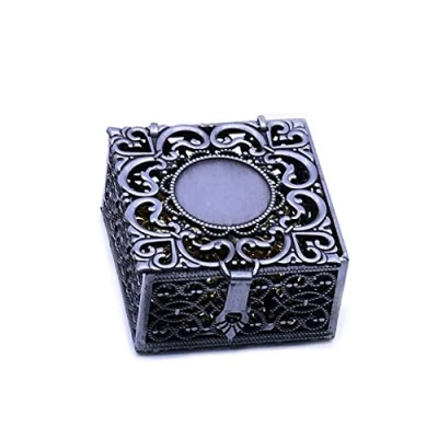 Image of ruiuriNIE Rosary Bead Box Necklace Metal Christian Catholic Religious Jewelry Case Storage