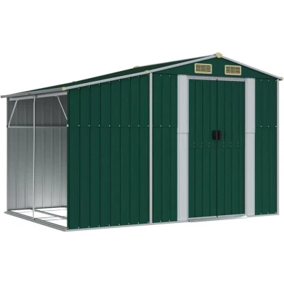 Image of vidaXL Garden Shed Green 277x192.5x179 cm Galvanised Steel