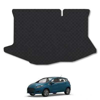 Image of Car Mat Co Rubber Boot Liner Compatible with Ford Fiesta (2008 2017) Tailored Fit Heavy Duty Premium 3mm Protector Mat, Anti Slip, Durable and Waterproof Custom Dog Friendly