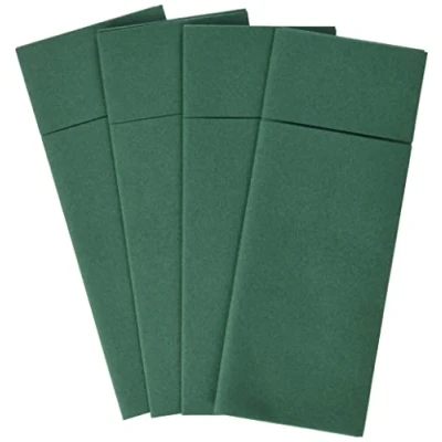 Image of Alvotex Airlaid 50 Cutlery Bags Fabric Like Disposable Napkin, Paper, Green, 32X40 cm