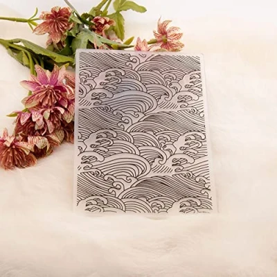 Image of WooYangFun Merry Christmas Water Wave Embossing Folder for Card Making Floral DIY Plastic Scrapbooking Photo Album Paper Craft Decoration Template Mold