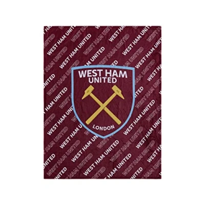 Image of FOCO Premier League Football West Ham United Fan Bed Throw Blanket