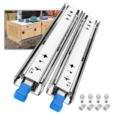Image of SHUHANG Heavy Duty Drawer Runners with Lock 120 kg Load Capacity Industrial Slides Ball Bearing 300 350 400 450 500 550 600 650 700 750 800 850 900 950 1000 mm, Side Mount 1 Pair