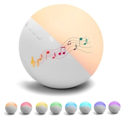 Image of Aigostar White Noise Machine Baby for Adults and Kids Sleep Aid Timer 22 Relaxing Music with 10 Levels of Volume 8 RGB Colors USB Rechargeable Night Light Children Bedroom Travel Meditation