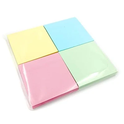 Image of 1200 Square Shaped Sticky Notes Pads Pastel Colours (76x76mm) Set of 12 (100 Sheets Each) Colourful Removable Adhesive Memo in Blue, Pink, Green, Yellow Office, Home &amp; School Uses