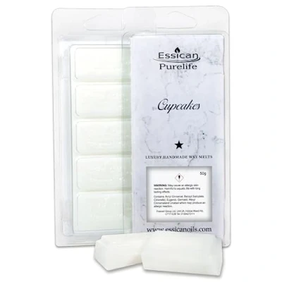 Image of Wax Melt Snap Bar, Strong Scented, 50+ Fragrance Scents Home Fragrance, Scented for Burner &amp; Candle Warmer, Scentsy Melt, Vegan Eco Friendly Gift (Cupcakes) 50g