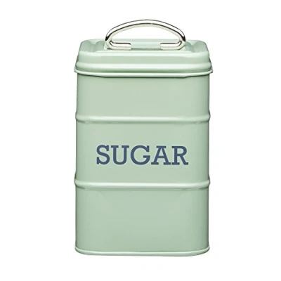 Image of KitchenCraft Living Nostalgia Metal Sugar Canister, 11 x 17 cm (4&quot; 6.5&quot;) English Sage