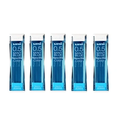 Image of Uni NanoDia Color Mechanical Pencil Leads 0.5mm Mint Blue, 5 Pack/total 100 Value Set