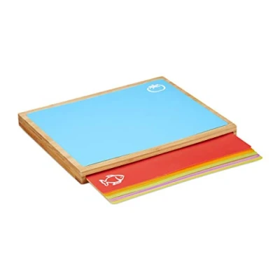 Image of Relaxdays Bamboo Cutting Board, 6 Chopping Mats, Hygienic Texture, Antibacterial Surface, W x D 40.5 34 cm, Natural