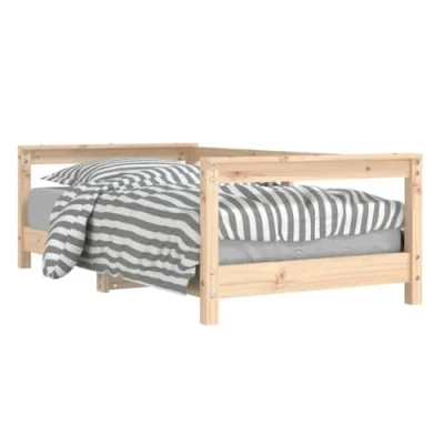 Image of vidaXL Kids Bed Frame in Scandinavian Style, 70x140 cm, Solid Wood Pine, Designed Low to Ground with Wooden Slats &amp; House Design