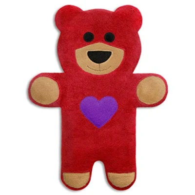 Image of Leschi Wheat Bag microwavable, unscented/Heat Pack for Stomach and Lower Back/Animal: Teddy Bear with Heart, red