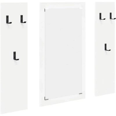 Image of vidaXL Wall mounted Coat Rack with Storage Mirror White Engineered wood