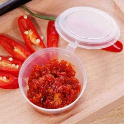 Image of HOT BARGAINS 1000 X 2oz Disposable Sauce Pots with Hinged Lids Round Food Containers Deli Tubs (2oz l pcs)