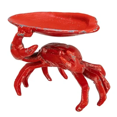 Image of Creative Co Op Distressed Red Decorative Cast Iron Crab Shaped Dish