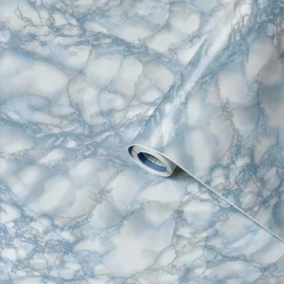 Image of Venilia Foil Marble, PVC, Marmor Blau, 45 x 200 cm