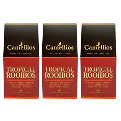 Image of Tropical Rooibos Tea, Pyramid Tea Bags, Camellios (45 3 Pack)
