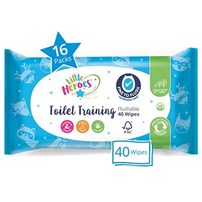 Image of Little Heroes Baby Wipes, Toilet Training Wet wipes for Sensitive Skin, Fragrance Free (16 packs x 40 totaling 640 wipes)