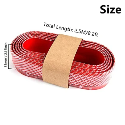 Image of BoYeeBo Universal Car Front Bumper Protector Self adhesive Auto Splitter Body Spoiler Skirt Rubber Lip Trim Spoiler, 2.5M/8.2ft (Carbon Fiber Red)