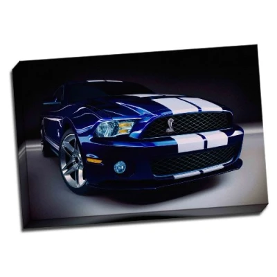 Image of Ford Shelby Gt500 Dark Blue Muscle Car Canvas Art Print Poster 30&quot;X 20&quot; Inches