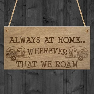 Image of RED OCEAN Always At Home Caravan Motorhome Camping Camper Hanging Plaque Friendship Sign
