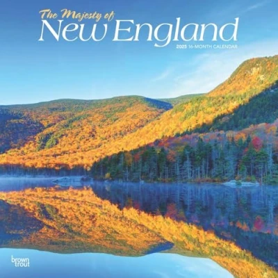 Image of The Majesty of New England 2025 12 x 24 Inch Monthly Square Wall Calendar Plastic Free BrownTrout USA United States America East Coast Scenic Nature