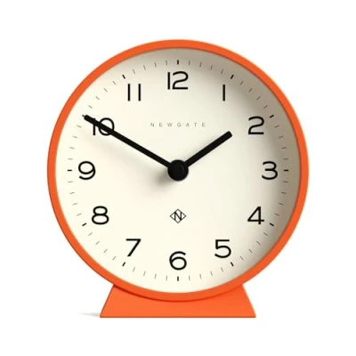 Image of NEWGATE® M Mantel Silent Sweep Clock &#039;No Tick&#039; A Mantelpiece Small Minimalist Dial (Pumpkin Orange)