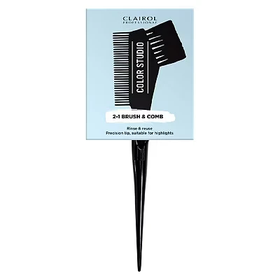 Image of Clairol Professional Colour Studio Hair 2 1 Brush &amp; Comb, Reusable, for At home Colour, Precision Tip, Suitable Highlights