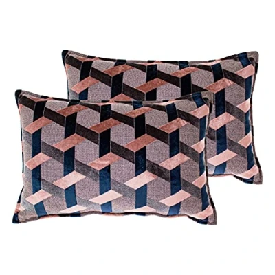 Image of Paoletti Delano Cushions (Twin Pack) Blush Size 40cm (w) x 60cm (l)
