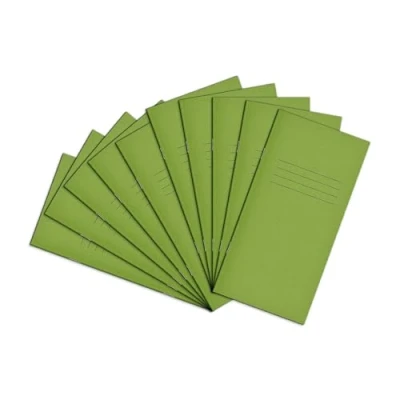 Image of Rhino 8 x 4 Exercise Books, 32 Page/Blank Paper Notebook, 10 Pack, Writing Book, Office &amp; School Stationery Supplies, Light Green