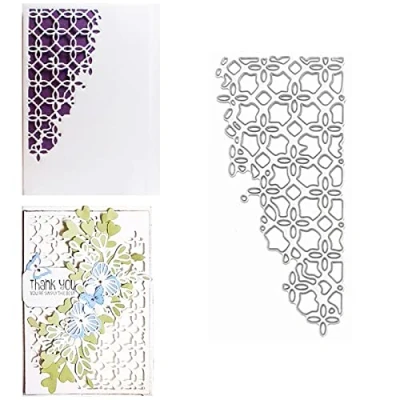 Image of Lace Corner Frame Metal Die Cuts,Lace Flower Background Cutting Dies Cut Stencils for DIY Scrapbooking Photo Decorative Embossing Paper Card Making