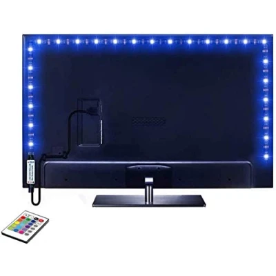 Image of PINSAN LED Strip Lights 6.56ft for 40 60in TV, 16 Color Changing 5050 LEDs Bias Lighting HDTV,USB TV Backlight Kit with Remote