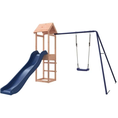 Image of vidaXL Outdoor Playset Solid Wood Douglas, Climbing Frame with Swing, Slide, Sandpit &amp; Safety Railings Kid&#039;s Garden Playhouse