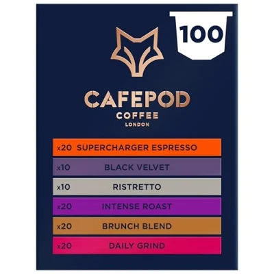 Image of CafePod Coffee Pods Compatible with Nespresso Variety Pack 100 Aluminium Capsules