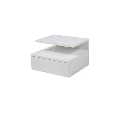 Image of AC Design Furniture Fia Floating Nightstand in White, 1 piece, Wall Mounted Bedside Table with Drawer and a Shelf, Bedroom Furniture, H: 22,5 x W: 35 D: 32 cm