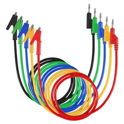 Image of AOICRIE 5pcs Multimeter Test Leads 4mm Stackable Banana Plug to Alligator Clips Crocodile Clamps Cables for Electrical Testing