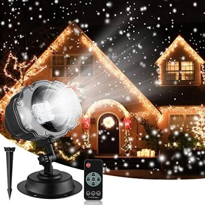 Image of EONYUANGUO Snowflake Projector Light, Christmas Light Projector, Outdoor Indoor Snowfall Lights with Remote&amp;Timer IP65 Dynamic Snow Effect Spotlight for Party (E Model)