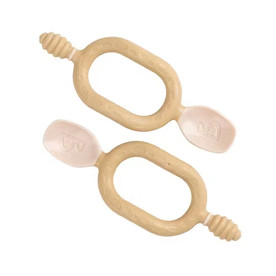 Image of Bibado Dippit Multi Stage Weaning Spoon Two Pack Fawn