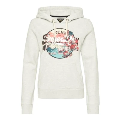 Image of Superdry Women&#039;s Hoodie Sweatshirt, Glacier Grey Marl, UK 8