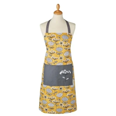 Image of Cooksmart British Designed Kitchen Aprons For Women 100% Cotton Apron With Pockets Cooking Suitable All Types Of Kitchens Retro Meadow