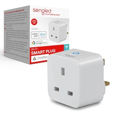 Image of Sengled Smart Plug, Matter Enabled, Works with Alexa, Instant Pairing, Supports Up to 2300W, Compatible Platform Required, 2.4 GHz, Wi Fi, 1 Pack
