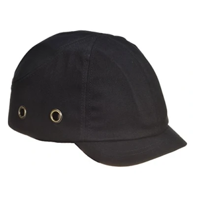 Image of Industrial Safety Baseball Style Ventilated Bump Cap Hat, Short Peak (Black)