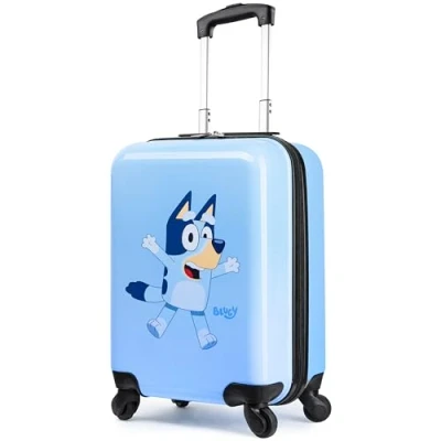 Image of Bluey Kids Suitcase, 49 x 33 22cm, 30 litres Capacity, 4 Wheels Luggage for Carry On Travel Suitcase Holiday Essentials