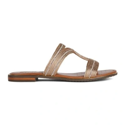Image of Geox Women&#039;s D Sozy Plus Flat Sandal, Dk Gold, 4 UK