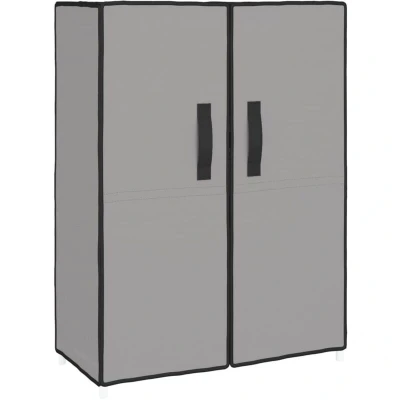 Image of vidaXL Shoe Cabinet with 5 Tiers Non woven Fabric and Steel Rack Grey Organizer Dust free Cover Self Assembly