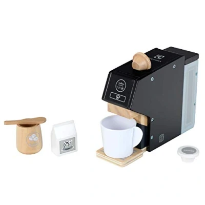 Image of Theo Klein 7401 Electrolux Coffee Maker, wood I Incl. cup, capsules, milk and sugar Accessories for children play kitchens Dimensions: 19 cm x 5.5 14 Toy from 3 years