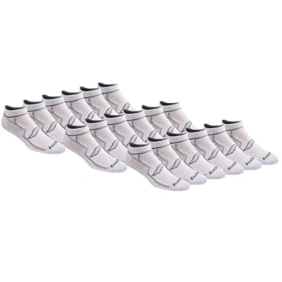 Image of Saucony Men&#039;s 6 Performance Comfort Fit No Show Socks Running, White (18 Pair), Large (Pack of 18)