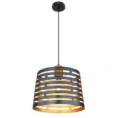 Image of Ablona 35cm Cylindrical Pendant Ceiling Light Matt Black 1x E27